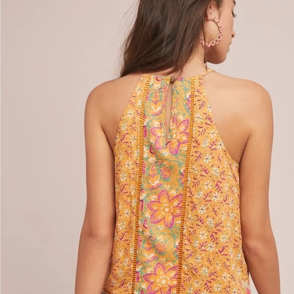 Anthropologie Akemi + Kin Melina Embroidered Halter Top Boho Summer Size 12 - Picture 3 of 14